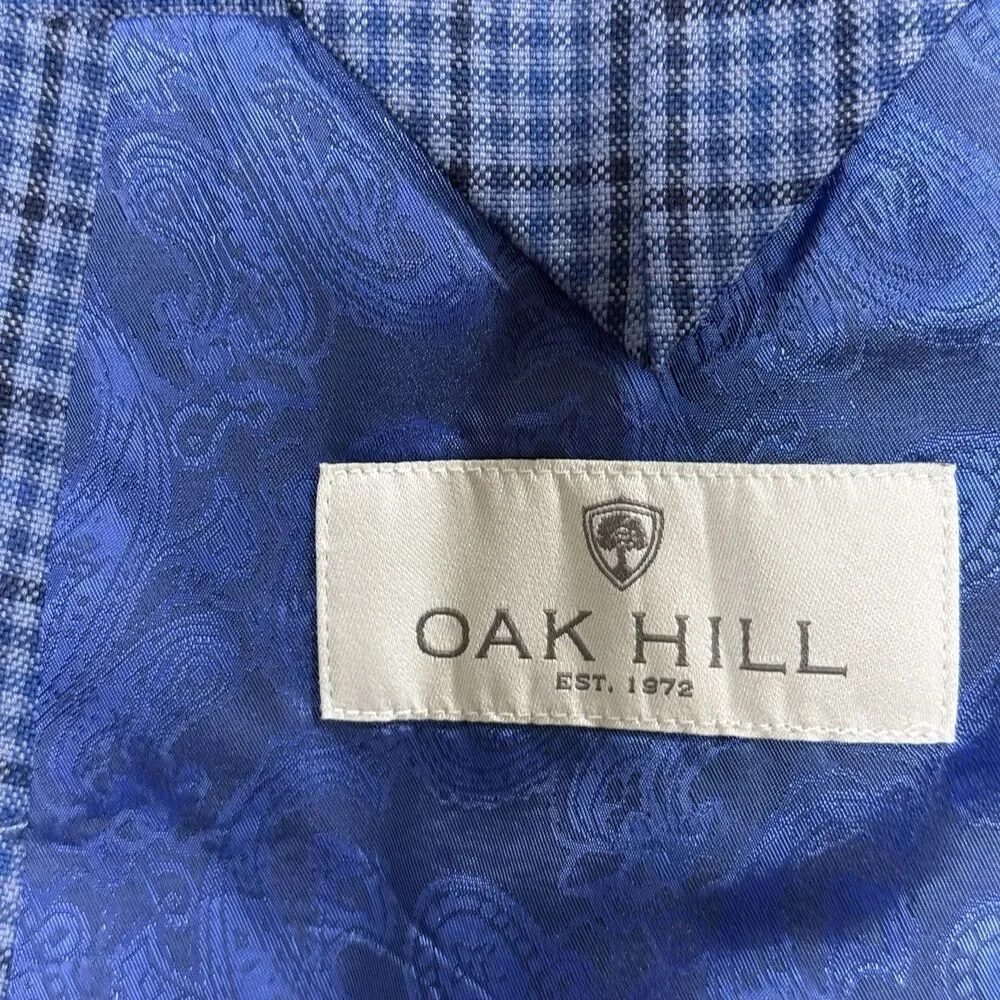 Oak Hill DXL Big & Tall Mens 4XLT Blue Plaid Check Blazer Sport Coat 58L/60L